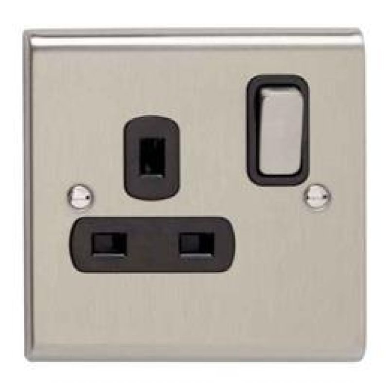 13A SINGLE SOCKET SWITCHED DECOR STAINLESS STEEL-SILVER (DETA)